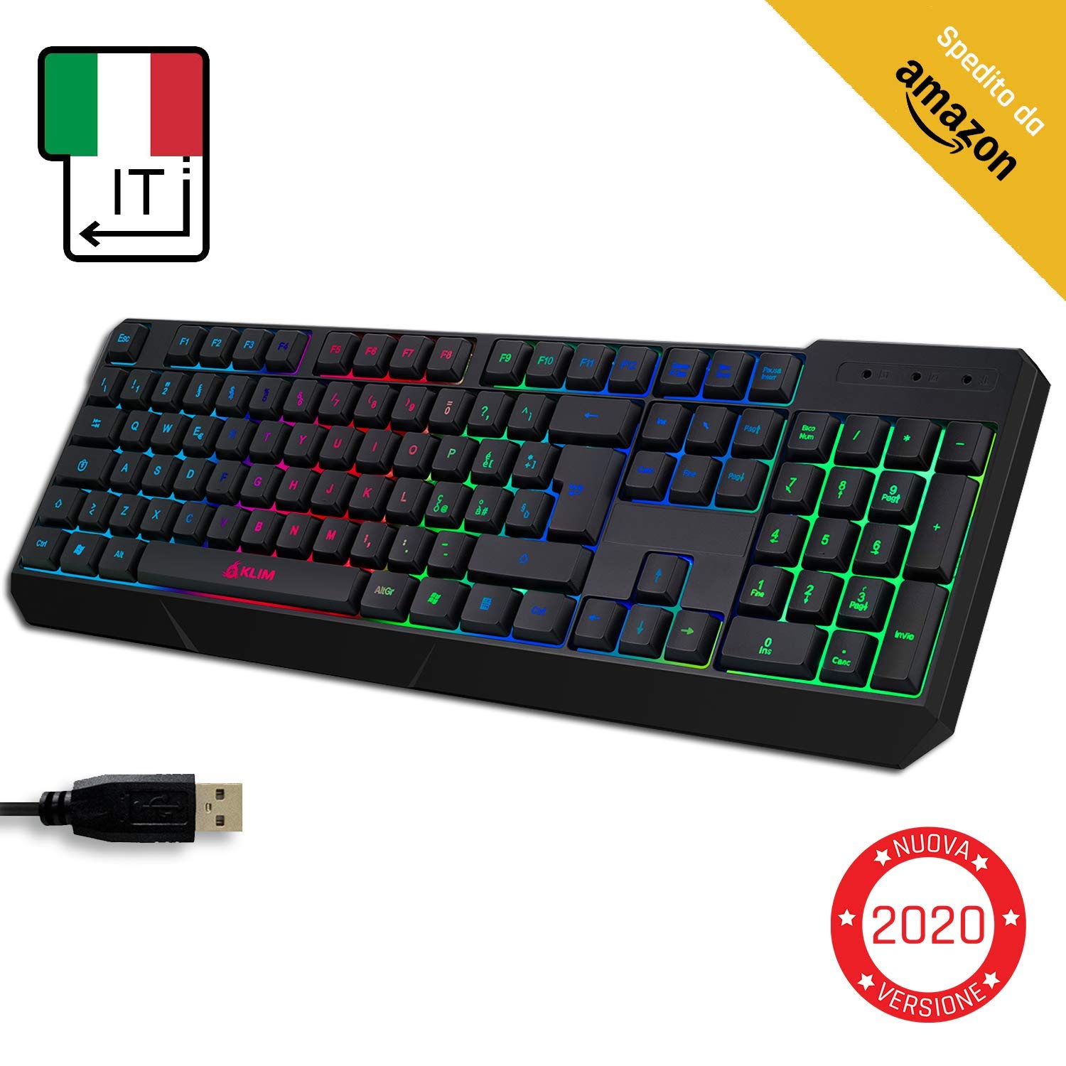 Klim Chroma Tastiera Italiana Per Gaming Usb Alte Performance Colori Da Videogioco E Retroilluminata Tastiera Da Gioco Tastiera Per