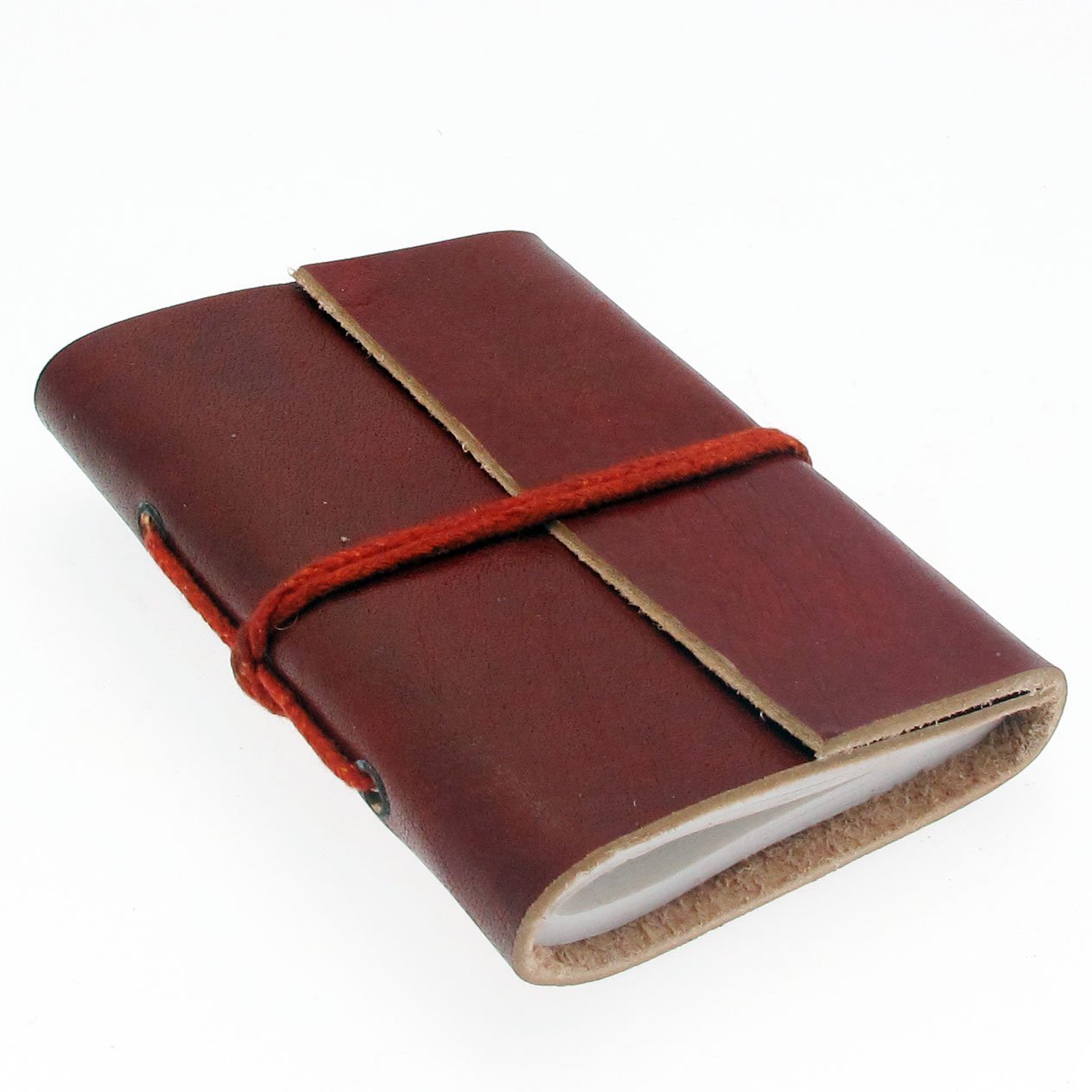 Leather Pocket Notebook | 30 Unlined Recycled Paper Pages | 11cm x 8cm | Handmade, Fair Trade & Eco Friendly Leather Bound Journal Alternative for Men and Women