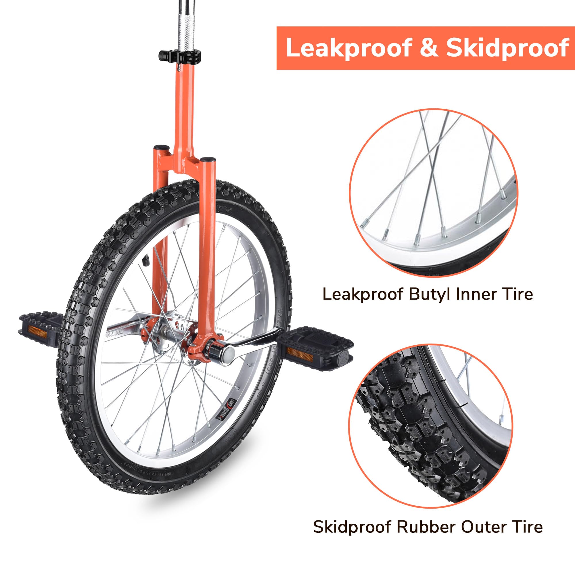 AW 16/18/20/24 Inch Wheel Outdoor Unicycle Adjustable Seat Exercise Bicycle Fit Adults Kids Outdoor Sports Fitness Exercise, for Choice
