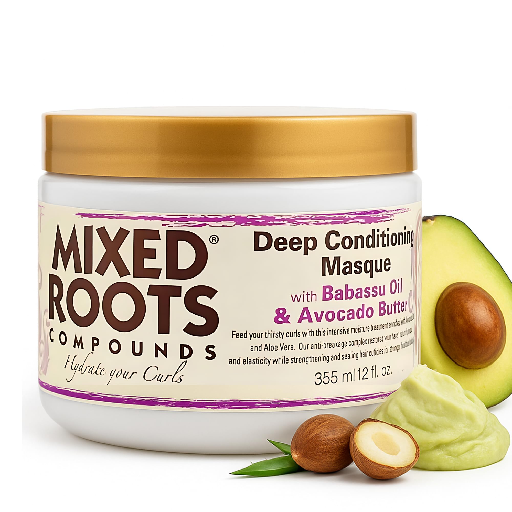 Mixed Roots Deep Conditioning Masque 355 ml – Babassu Oil & Avocado Butter, Strengthens, Hydrates, Repairs Split Ends & Boosts Shine for Curly, Dry & Damaged Hair