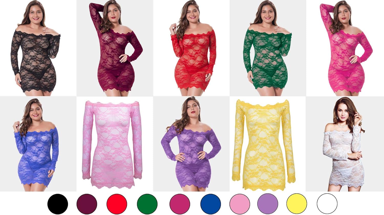 LINGERLOVE Womens Plus Size Sexy Lingerie Chemise Floral Lace Babydoll See Through Bodysuit Lingerie at  Women’s Clothing store