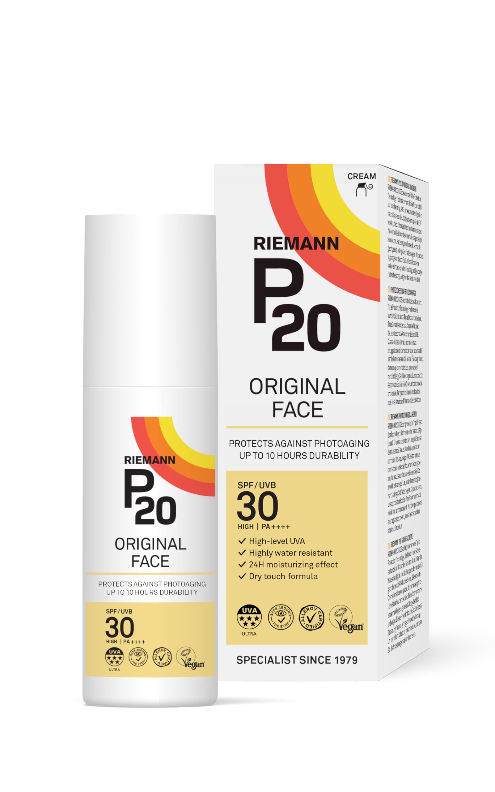 RIEMANN P20 FACE Sun cream SPF30 50g | Long Lasting UVA & UVB Protection for up to 10 hours