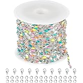 UMAOKANG 16.4 Feet Stainless Steel Chain for Jewelry Making Dainty Chain Necklace for Women Colorful Enamel Link Chain with Jump Rings and Lobster Clasps