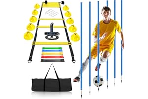 Haootadiy Soccer Agility Training Poles Equipment |Adjustable Soccer Equipment for Training Includes 6 Flexible Agility Poles