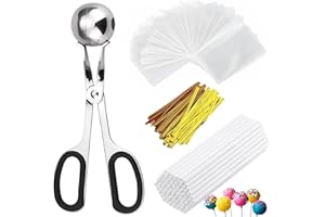 UCNEMOUS Lollipop Cake Pop Treat Bag Kit, Including 100Pcs Cake Pop Sticks, 100Pcs Parcel Bags, 100Pcs Twist Ties and 1 Cake Pop Mold, Cake Pop Maker Tools for Lollipops, Candies, Chocolates, Cookies
