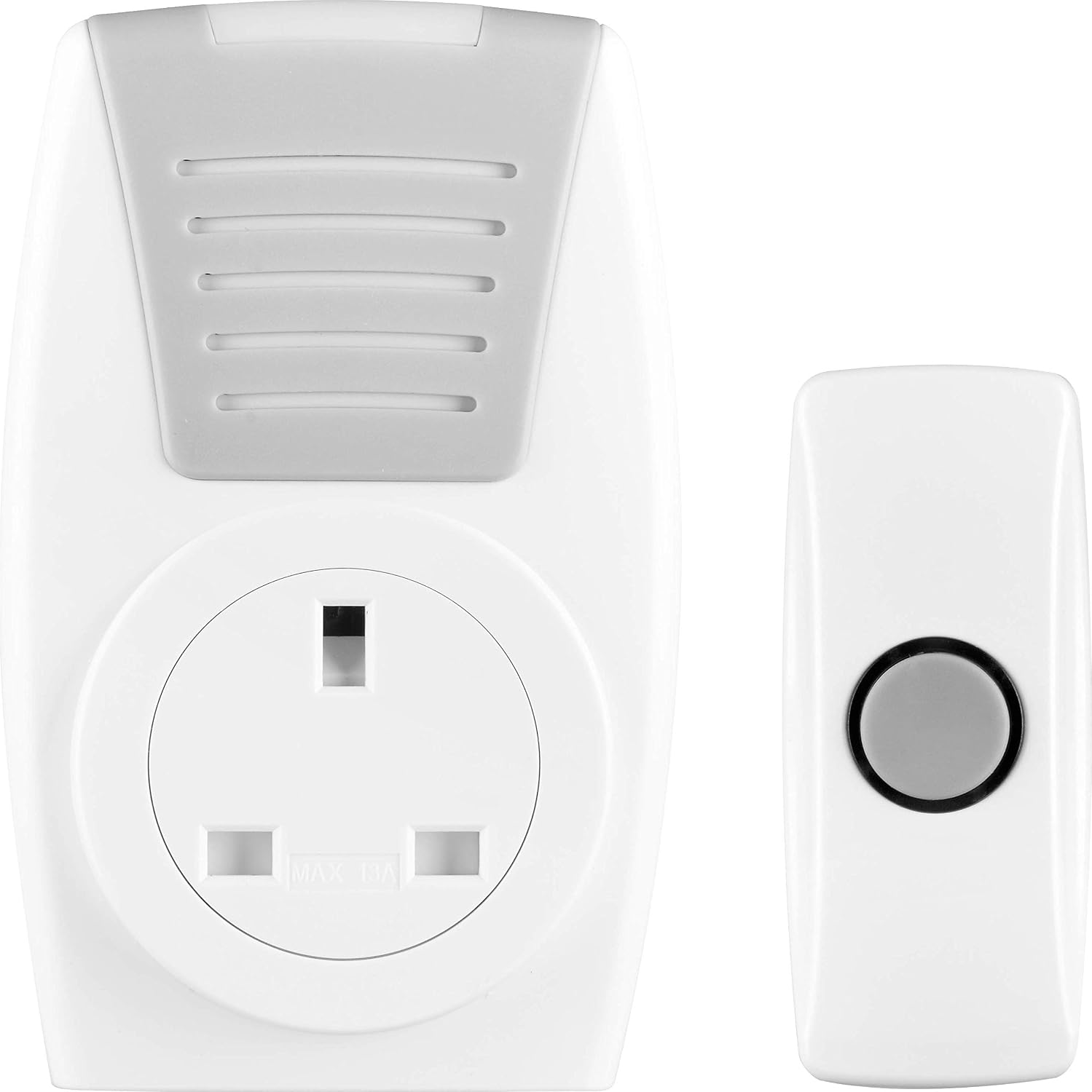 Masterplug Wireless Plug in DoorBell with IP44 Rated Push Button, Battery Operated, BDCPT100-MP, White - Image 3