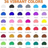 ARTKUNST 50 Pack Acrylic Paint Set with 36 Colors 12ml 10 Brushes 3 Canvases view 2