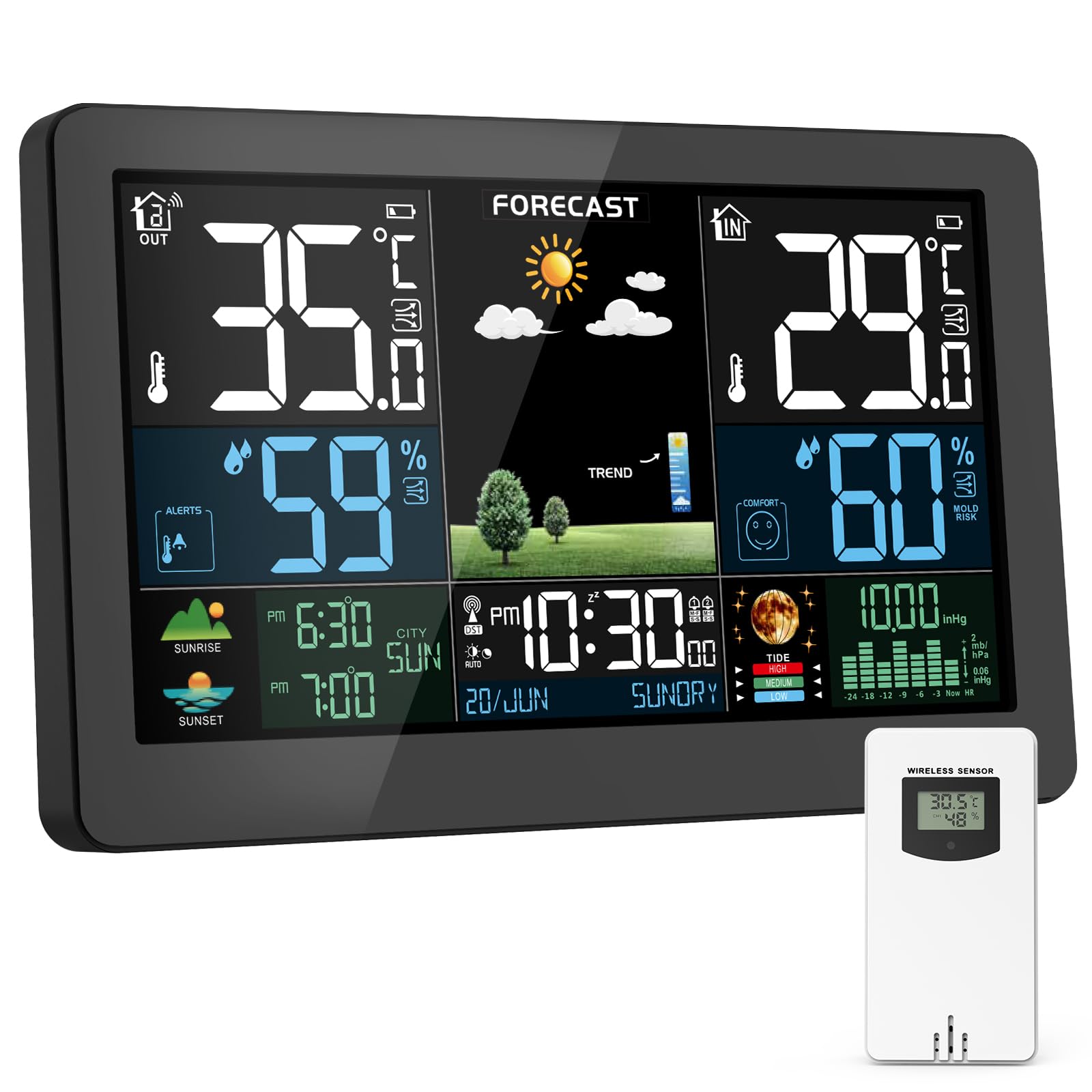 Photo 1 of Weather Station Wireless Indoor Outdoor, Thermometer Wireless with Remote Sensor, Home Weather Station, Color Display Digital Weather Forecast, Humidity, Atomic Clock, Air Pressure for Home