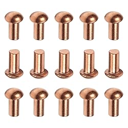 Aicosineg 50pcs 0.39" Length Copper Solid Rivets M5