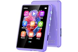 ZAQE MP3 Player with Bluetooth 5.3, 2.4" Portable HiFi Music Player with FM Radio/HD Speaker/Recording/E-Book/Photo/Video/Alarm Clock, Walkman Digital Music Player Earphones Included (Purple)