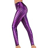 Alaroo Halloween Shiny Fish Scale Mermaid Leggings for Women Pants S-4XL