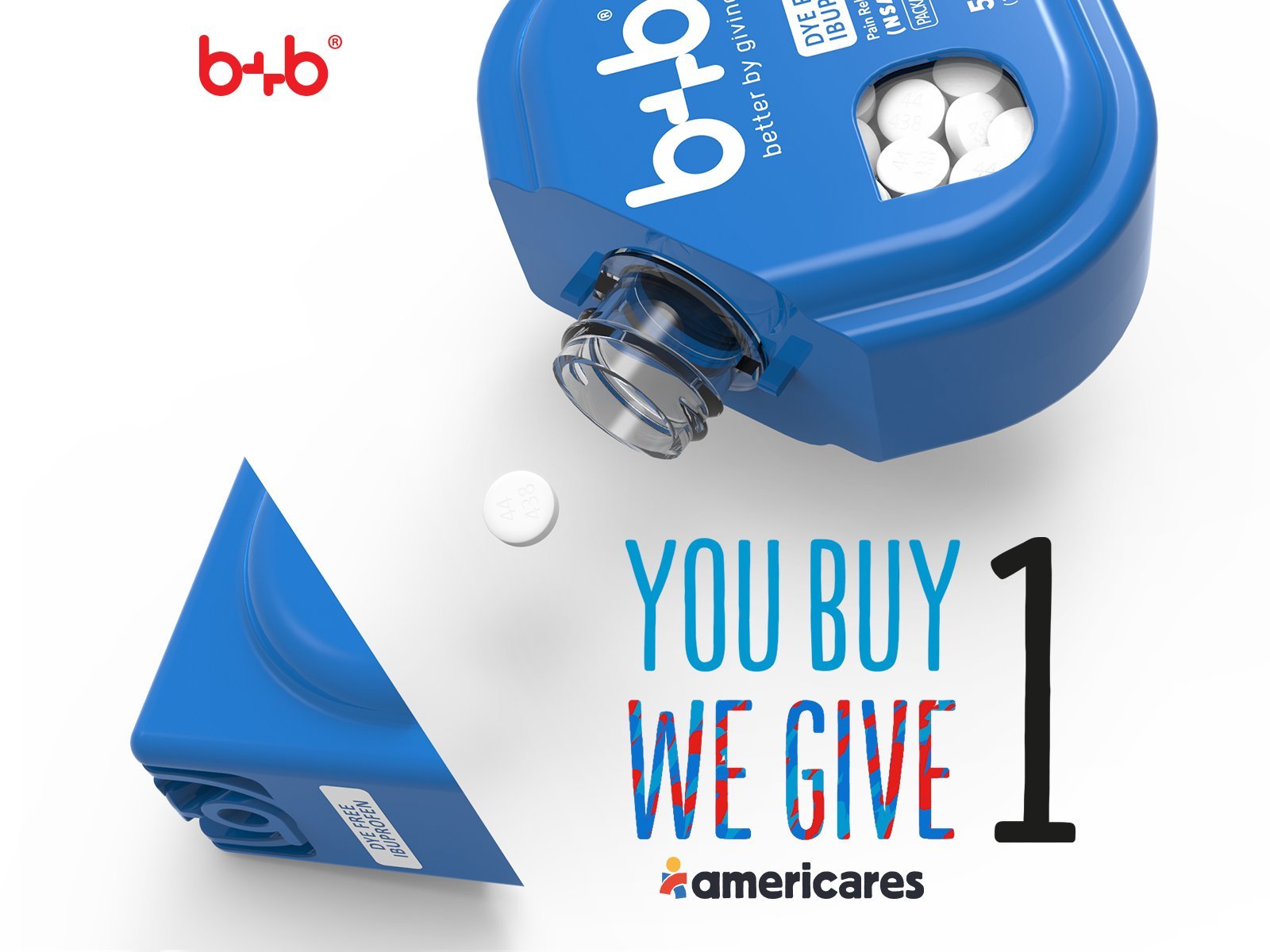 B B Dye Free Ibuprofen Tablets 50 Count No Artificial Dyes You Buy One We Give One To Over 1000 Free Health Clinics Nationwide 90071 Ibuprofen Health Household Tibs