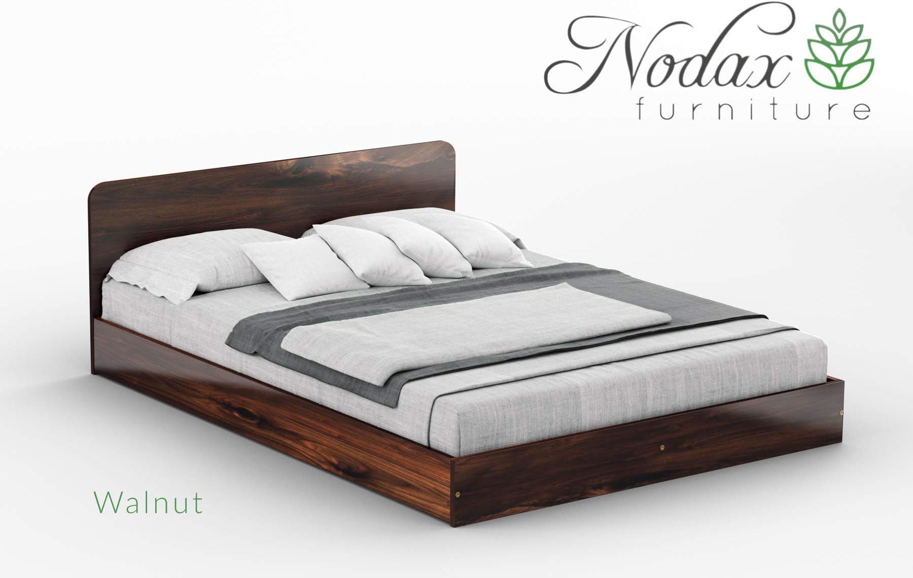 Nodax King Size Bed Frame&Slats - F8 (Walnut)