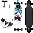 TLHB Longboard Skateboard, 41 Inch Drop Through Longboard Complete 9-Ply Nature Maple Premium Cruiser Long Board for Adults, Teens and Kids - High-Speed Bearings & T-Tool