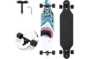 TLHB Longboard Skateboard, 41 Inch Drop Through Longboard Complete 9-Ply Nature Maple Premium Cruiser Long Board for Adults, Teens and Kids - High-Speed Bearings & T-Tool