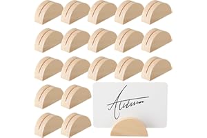Colingmill 24 Pcs Nature Wood Color Number Stands Indoor Lightweight Wedding Table Name Holder Semicircular Design Place Card Holders Office Tag Photo Menu Clips Banquet Birthday Party Restaurant