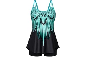 Hanna Nikole Womens Plus Size Tankini Swimsuit Two Piece Bathing Suits Flowy Swim Tops with Boy Shorts