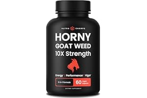 NutraChamps Horny Goat Weed, 1000mg Epimedium Energy Supplement, 10X Strength Icariin, Ginseng, Tribulus & Maca Pills for Women & Men, Enhanced Absorption with Black Pepper, 60 Vegan Capsules