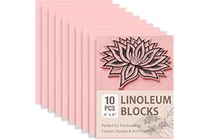 Soft Rubber Lino Block for Beginners: 10Pcs 4" x 6" Linocut Kit Stamp Making Kit - Safe & Easy-to-Cut Linoleum Block for DIY 