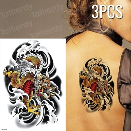 Adgkitb 3pcs Tatouages Temporaires Scorpion Noir Dos Corps