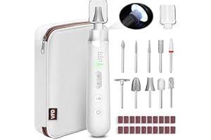 VFD Electric Nail File Drill, Cordless 2000 mAh Rechargeable Nail Filer Electric, Portable Nail Dril Machine Drill for Nails Acrylic Manicure and Thick Toenails Buffer Grinder Care Professional (Silver)