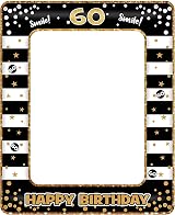 YAAVAAW 60th Birthday Inflatable Selfie Frame Black Gold Giant Photo Booth Frame