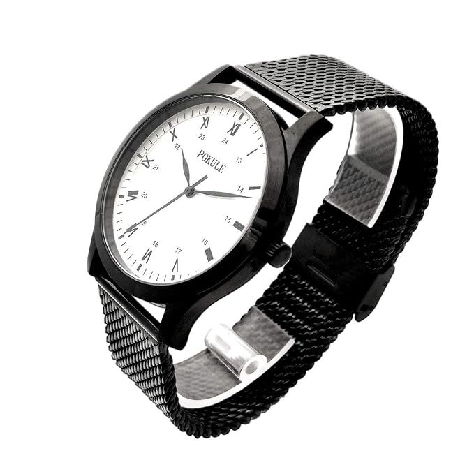 Buy Mens Stainless Steel Watches, Black Quartz Watches White Face