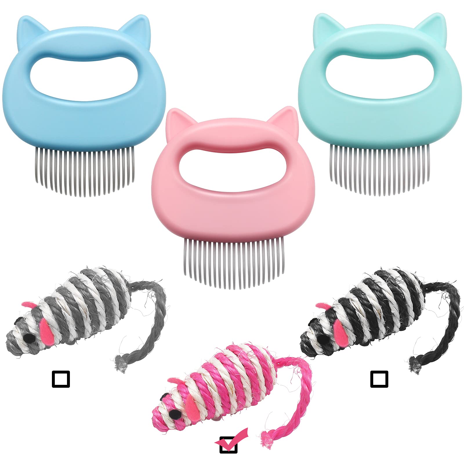 Dcola Cat Comb 3 Pieces Gentle 21 Teeth Pet Massage Comb for Matted Tangled Hair, Comb Massage for Pet Relaxing, Brush Hair Removal Comb for Cat Dog Cute Cat Shell Grooming Set Remove Excess Hair