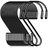 Mzekgxm 20 Pack 3.15 Inch S Hooks Stainless Steel Hanging Hooks Heavy Duty S Hooks for Hanging Kitchenware, Pots, Pans, Plants, Clothes, Towels in Kitchen, Bathroom, Closet, Garden (Black)