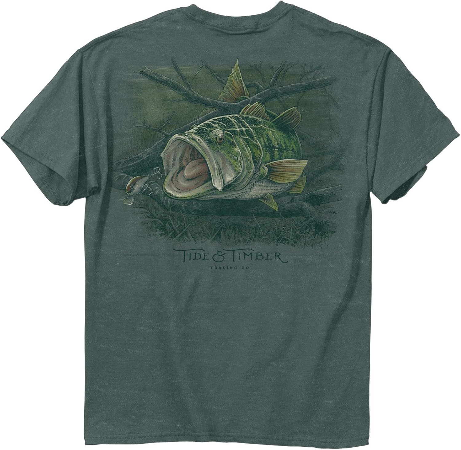 Amazon Com T T Bass Large Cotton Fishing T Shirt Pig Dye Blue Spruce Adult Men S Short Sleeve T Shirt Clothing