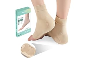 Achilles Tendonitis Heel Protector Socks - (FSA&HSA) Welnove Achilles Tendon Support Compression Socks - Gel Padded Sleeve for Cushion & Protection of Bursitis, Tenderness, Dry Cracked, Regular