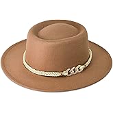 Lisianthus Women Wide Brim Fedora Hat with Belt Buckle Pork Pie Hat