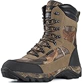 R RUNFUN Men's Waterproof Hunting Boots 9 Inch Camo Insulated Work Boot, 400g Thinsulate