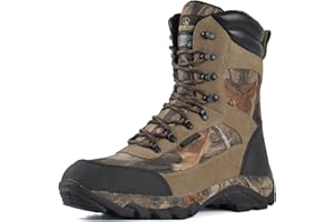 R RUNFUN Hunting Boots for Men Waterproof Hiking Boots Lightweight Work Boot, 9 inches Insulated Outdoor Shoes, 400g Thinsula