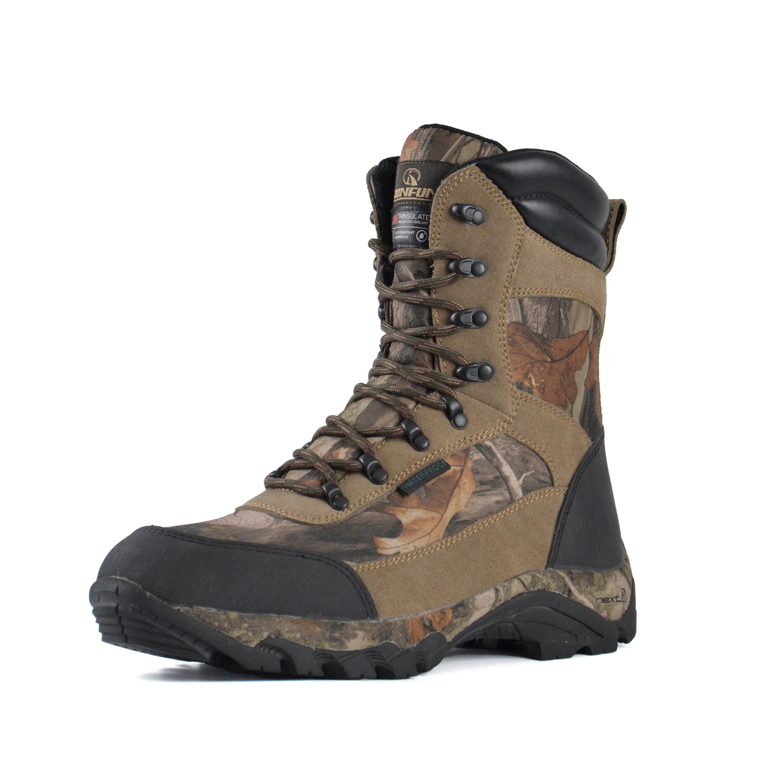 Photo 1 of * view photos* R RUNFUN Men's Waterproof Hunting Boots 9 Inch Camo Insulated Work Boot, 400g Thinsulate(RF2305-9SG1, Size11)