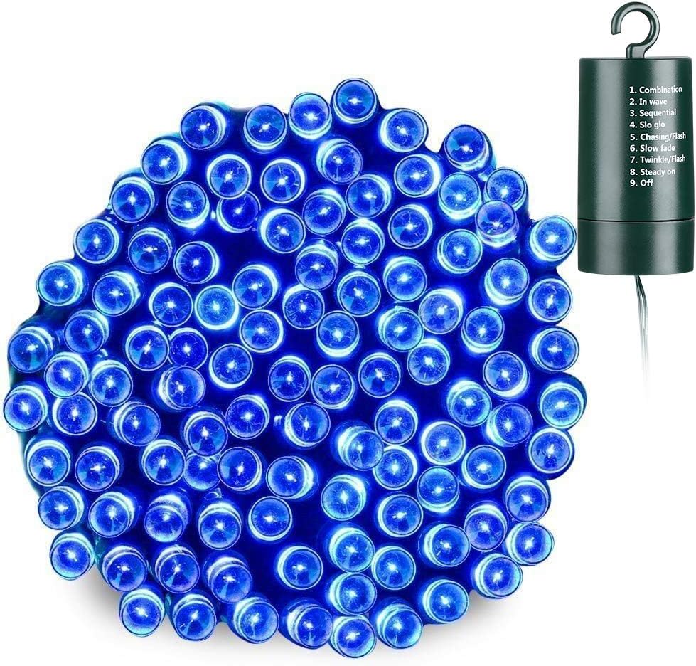 Christmas Lights, Battery Operated 66ft 200 LED String Lights Waterproof Fairy Lights with 8 Modes & Automatic Timer for Home, Patio, Lawn, Garden, Party and Holiday Decorations(Blue)