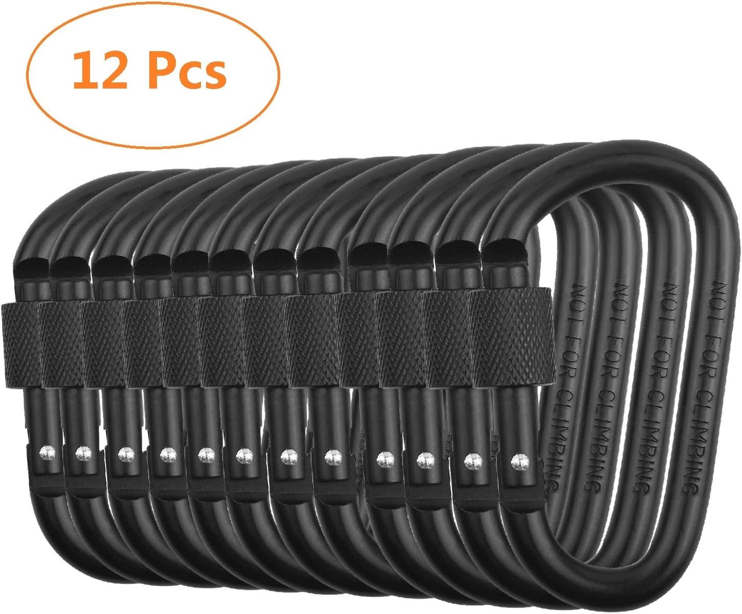 Vonpri Locking Carabiner Clip D Ring Spring Snap Key Chain Hook 3" Screw Gate Hook Travel Aluminum Carabiners