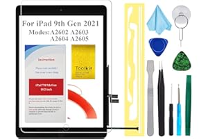 TPHAELAY for iPad 9 9th Gen Screen Replacement Digitizer 2021 10.2",T Phael for 9th Generation A2602 A2603 A2604 A2605 with Home Button, Video Tips, Full Repair Kit (Black)