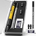 Nicpro 1.3 mm Mechanical Pencil Set with 12 Lead Refill, Eraser - Weatherproof Metal MP2000 Heavy Duty Carpenter Pencil for Outdoor Marking Drafting Drawing Sketching Woodworking - with Case