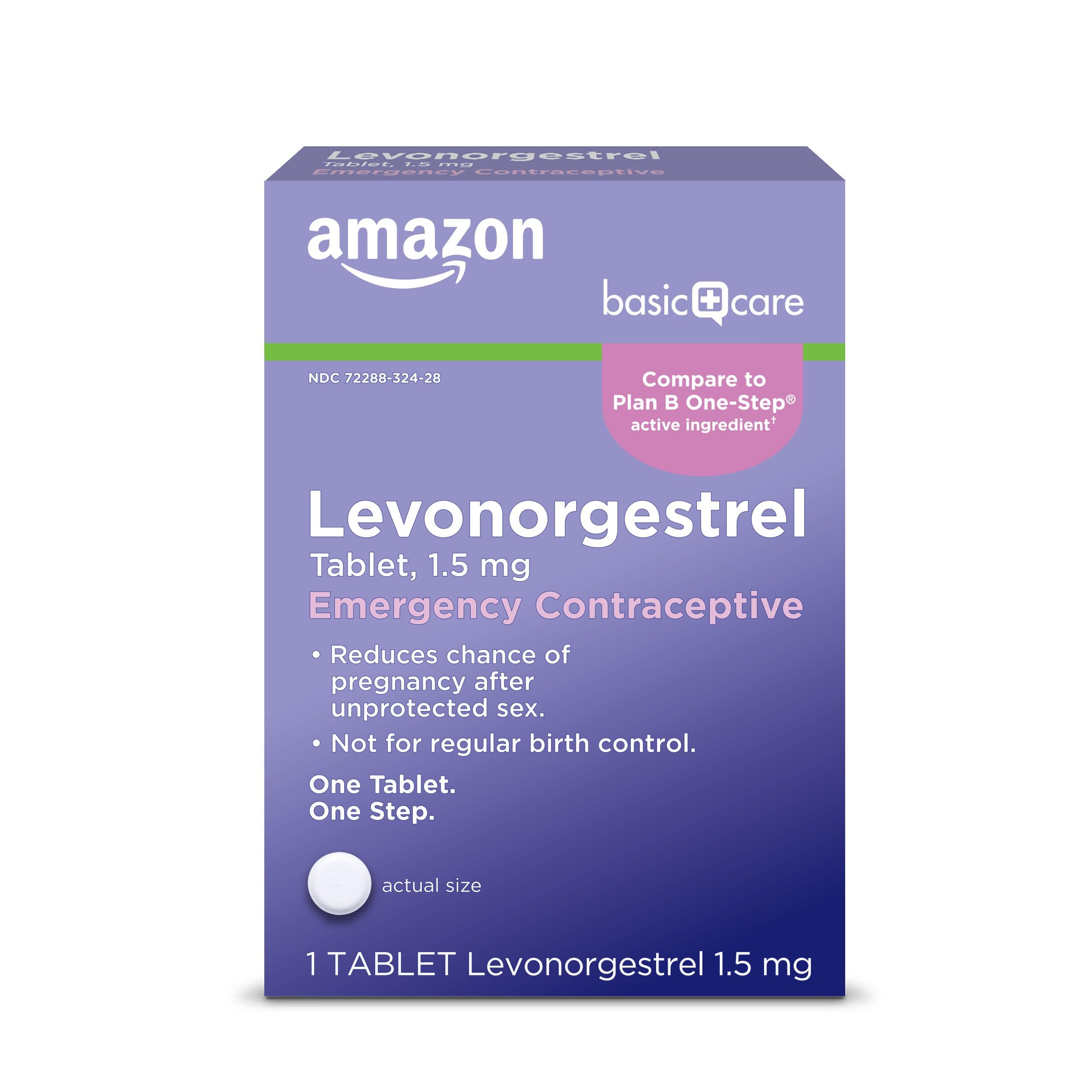 Photo 1 of ***** MAY/2026*****Amazon Basic Care Levonorgestrel 1.5 mg – Emergency Contraceptive Tablet, Morning After Pill, 1 Count (Compare to Plan B One-Step) (Packaging may vary)