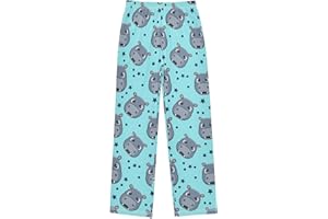 FLildon Pajama Pants 6-14 Years Elastic Waist Cartoon Hippo Lounge Pajama Pants