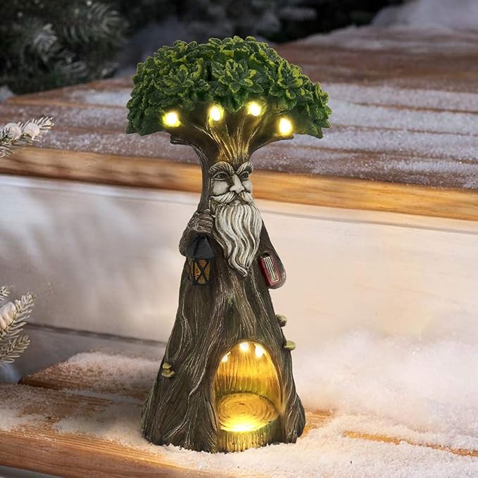 Lumière Solaire Décoration Jardin Statue en Résine à Énergie Solaire