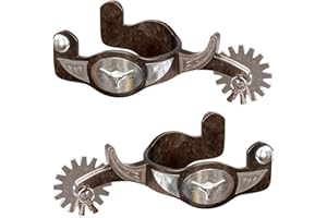 EQUSPUR Western Cowboy Spurs, 1 Pair Horse Spurs with Rowels, Antique Horse Boot Spurs with Hand-Carved Decoration for Adult Equestrian, Men Women