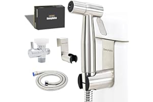 SassyAstra Handheld Bidet Sprayer for Toilet, Adjustable Water Pressure, 47 inch Hose Length (Stainless Steel, 1 Pack)