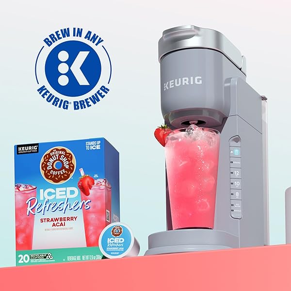 THE ORIGINAL DONUT SHOP ICED REFRESHERS, STRAWBERRY AÇAÍ FLAVOR, KEURIG SINGLE SERVE K-CUP PODS, 20 COUNT