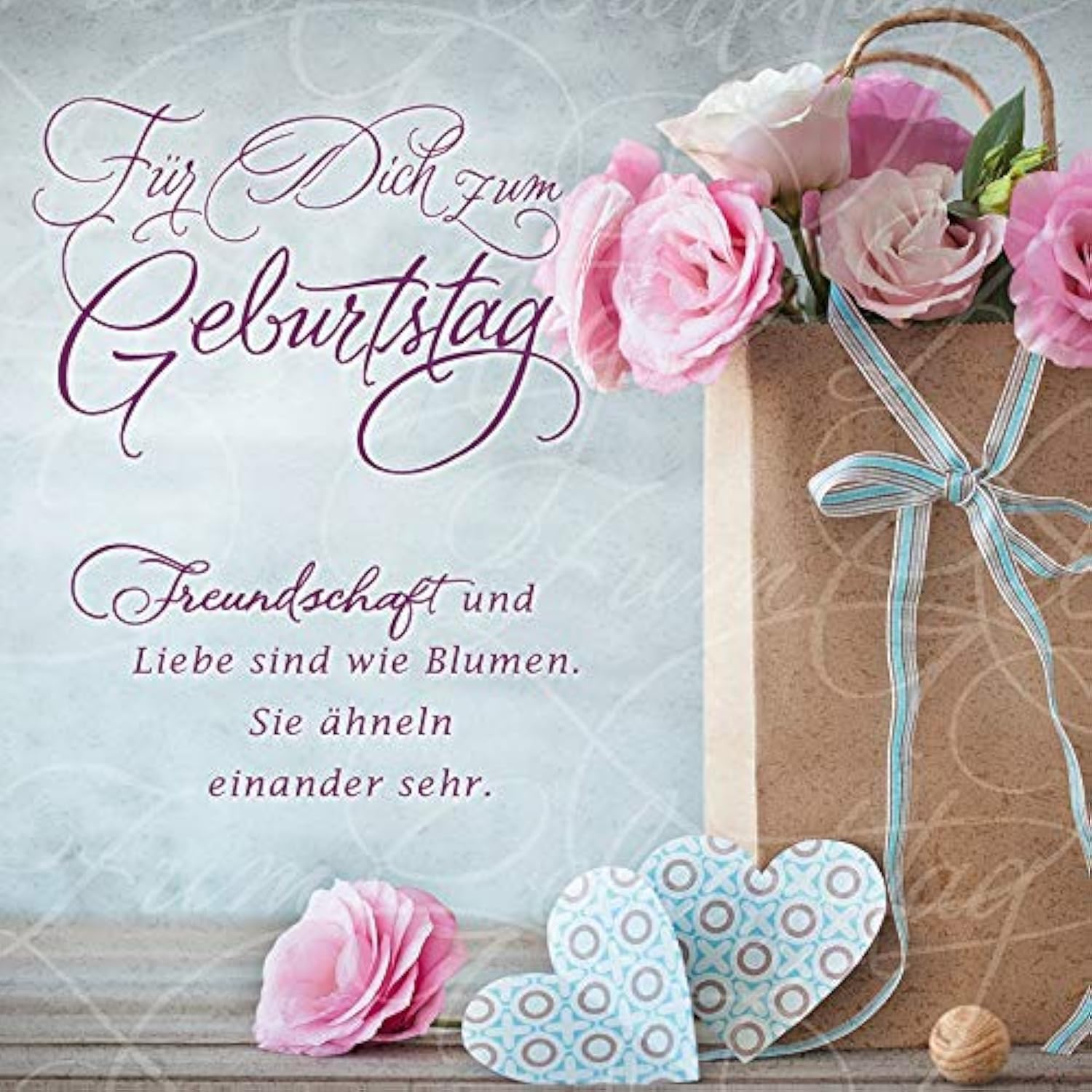 Perleberg Birthday Card – Romantica Collection – Loving Birthday Card with Envelope – Greeting Card with Motif – Birthday Card 15 x 15 cm