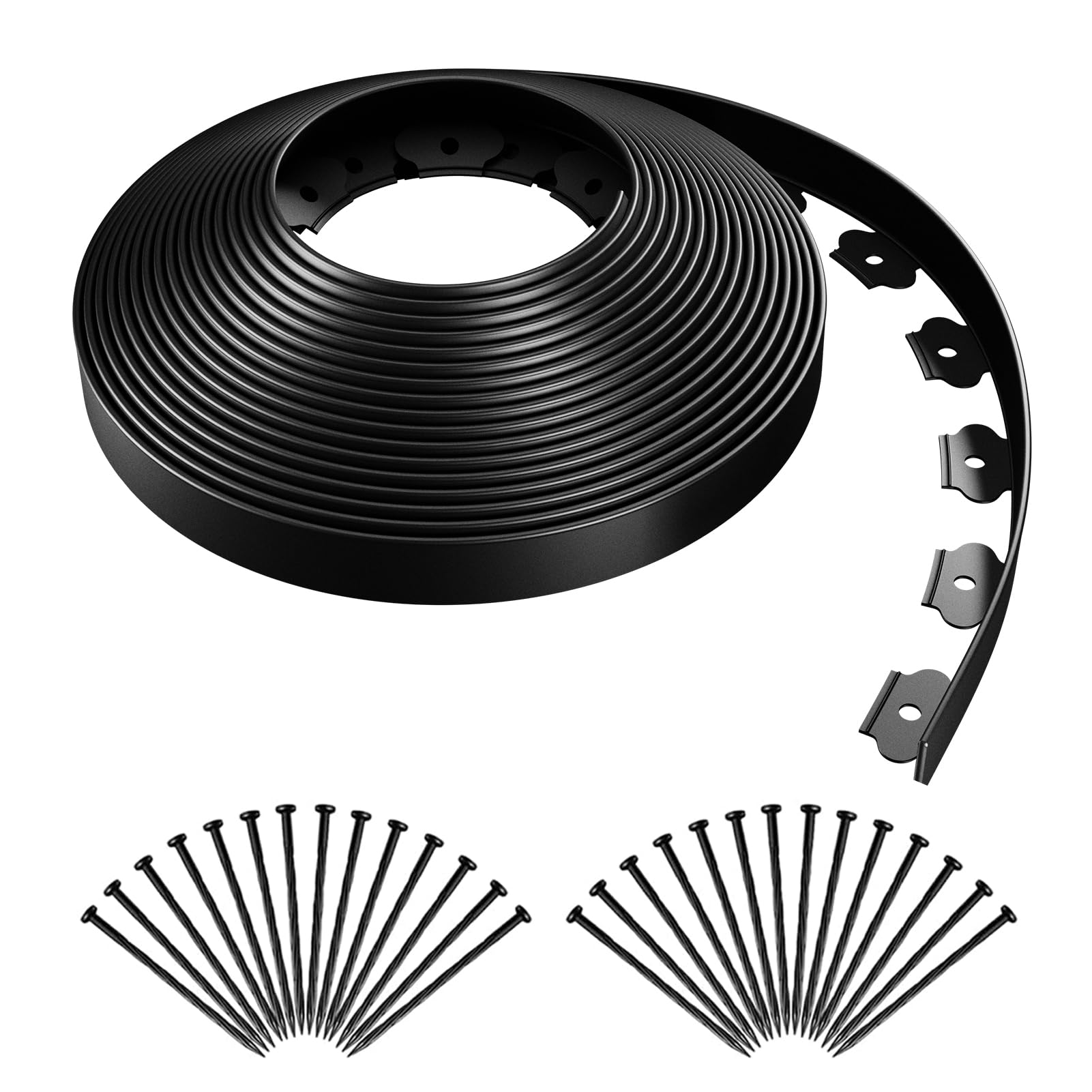 Photo 1 of AGTEK Garden Edging 46FT Landscape Edging Kit 1.5 Inch Height Plastic Garden Border No Dig Lawn Border for Yard Flower Bed with 28 Stakes