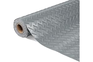 Cybstrax 4x8 FT Garage Floor Mat, Thickened Garage Mats Flooring Roll for Under Car, Non Slip Diamond Plate PVC Floor Protector Mat for Garage, Warehouse, Gyms, Trailer