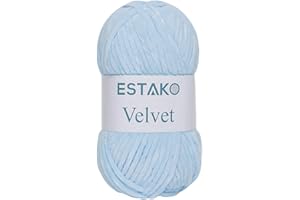 Estako Velvet Chenille Blanket amigurumi Yarn for Crocheting and Knitting Super Bulky 100 gr (132 yds) (1220 - Blue)