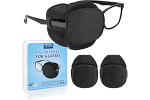 eZAKKA Eye Patches for Adults Kids Left Right Eye, 2 Pcs Medical Eye Patch for Glasses Silk Eyepatch for Lazy Eye Amblyopia Strabismus and After Surgery, Black